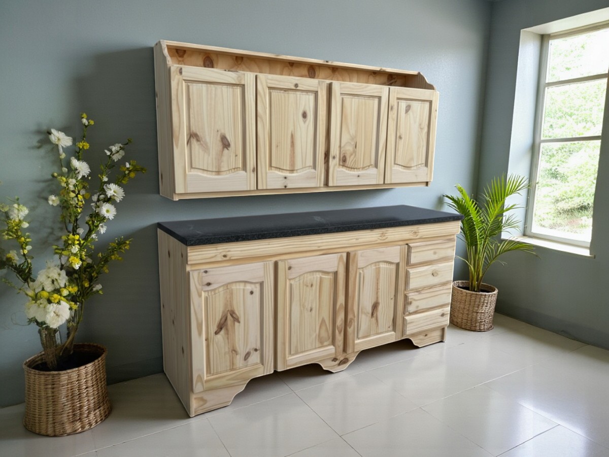 Combo de bachas más alacena y bajomesada de 140 cm