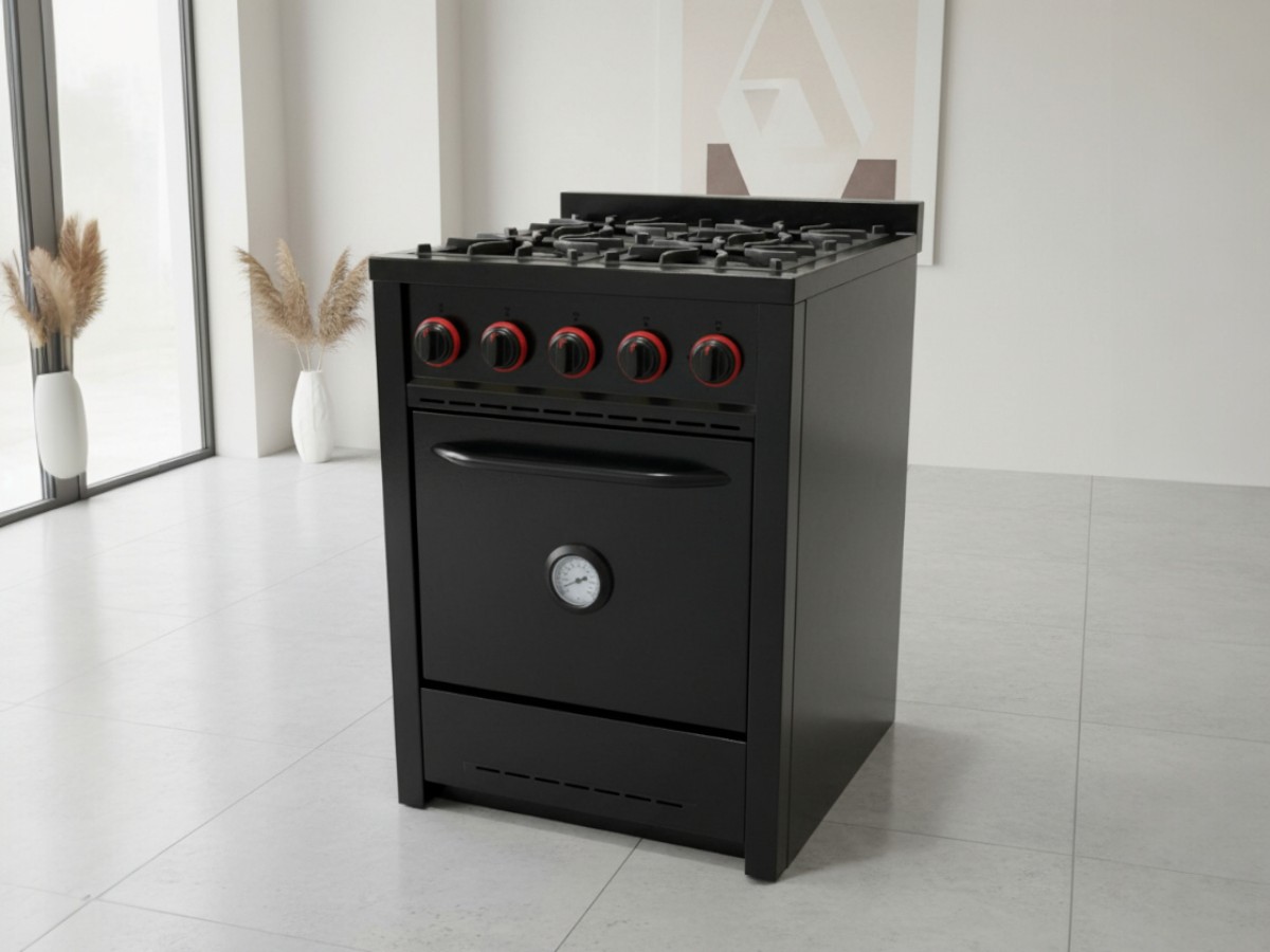Cocina industrial 4 hornallas negra