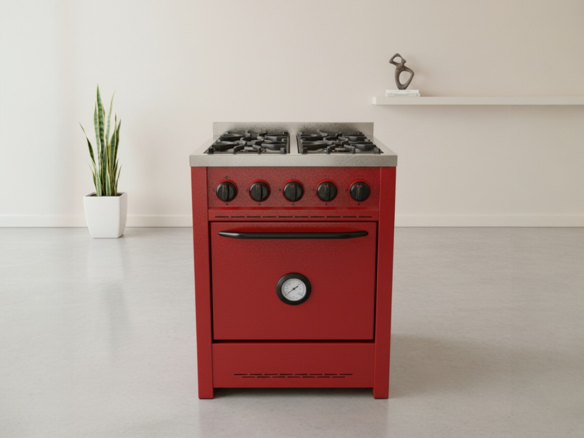 Cocina industrial 4 hornallas roja