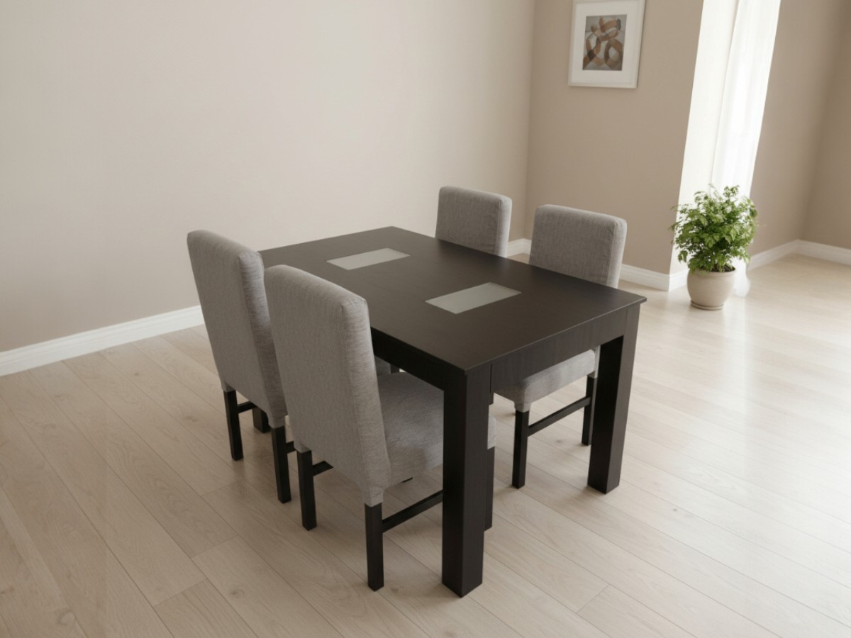 Mesa con vidrio de 4 sillas