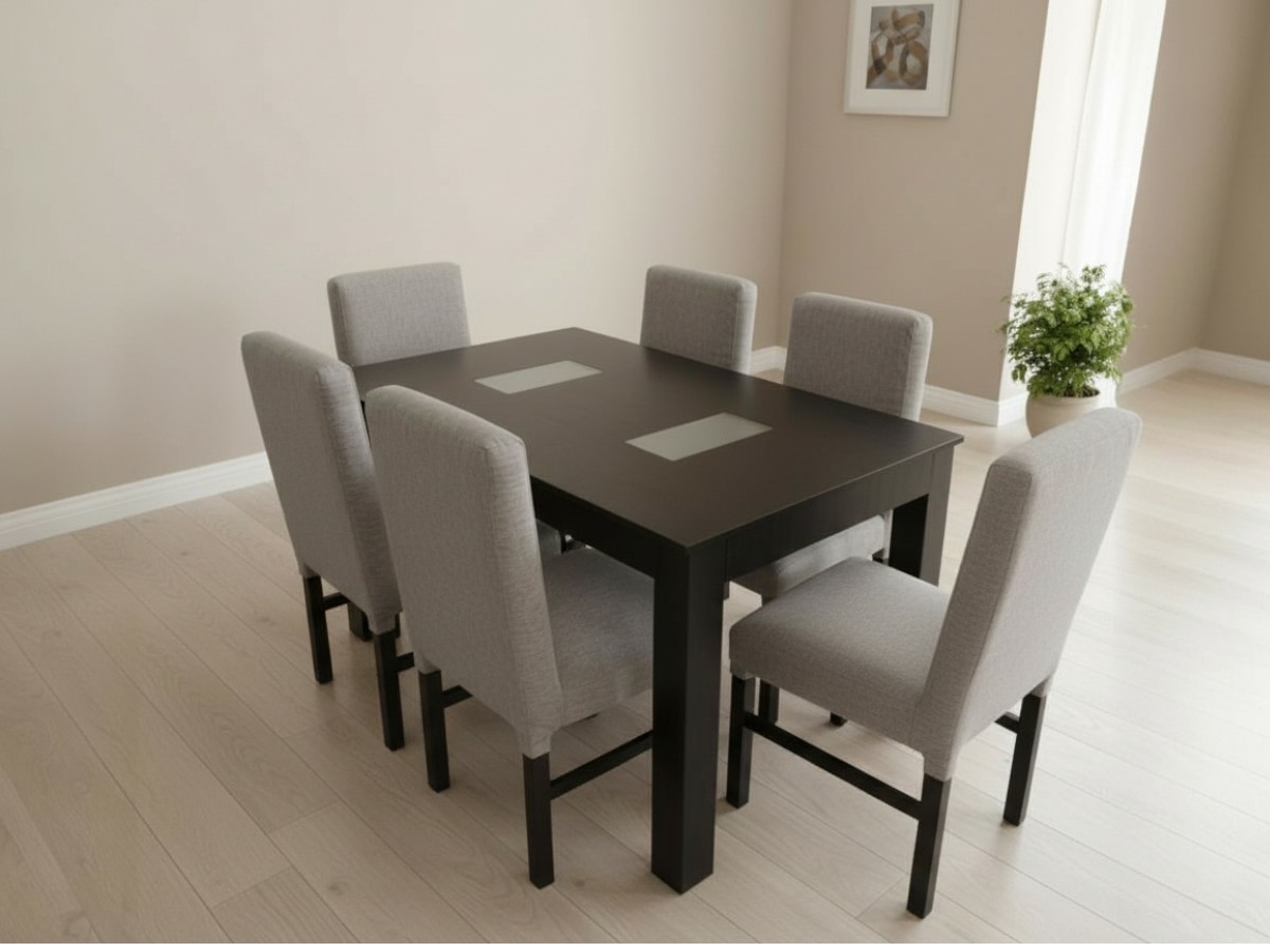 Mesa con vidrio de 6 sillas